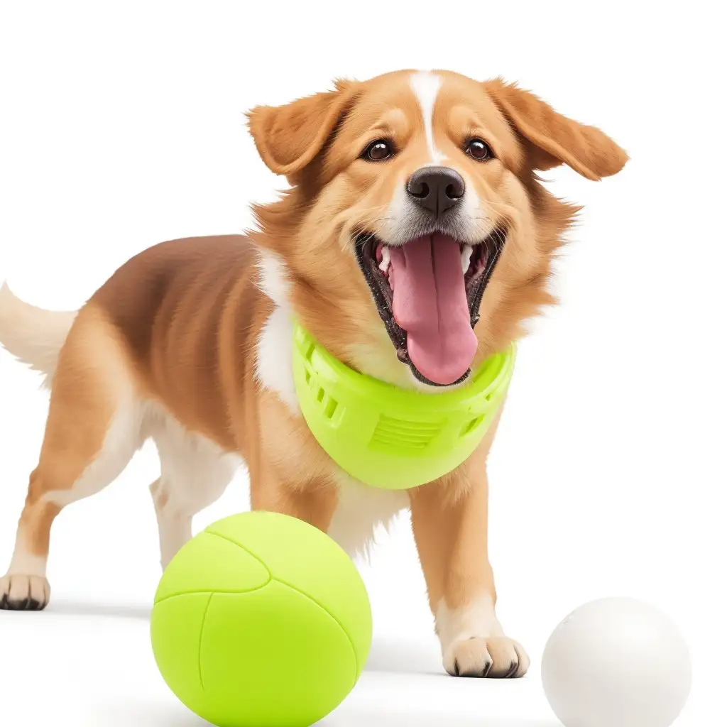 Fetch & Feast "Green Harmony" Dog Ball Toy and Matching Collar Set